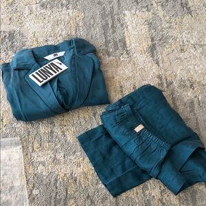 Lunya Washable Silk Piped Long Sleeve Pant Set